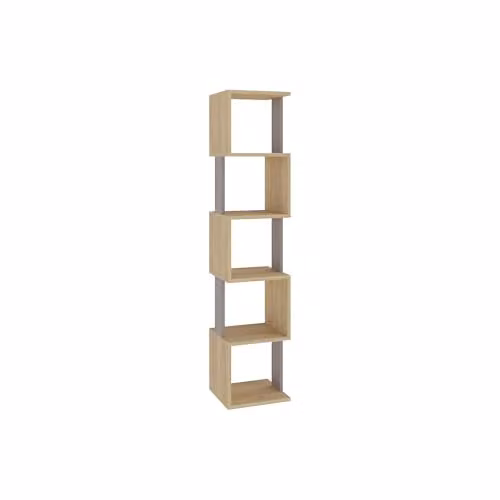 HOCUS PICUS 5 Tier Cube Bookcase in Oak and Brown, W/D/H: 161.0 x 35.0 x 30.0 cm – 2