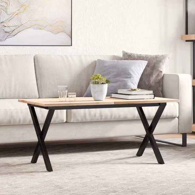 Berkfield Home X-Frame Coffee Table Legs in Black Steel, W/D/H: 80 x 40 x 43 cm – 1