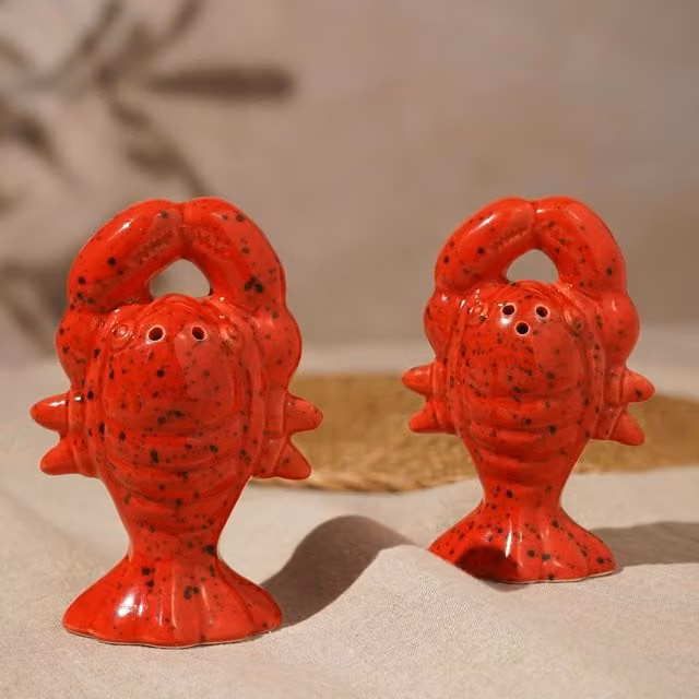 Hestia Lobster Salt and Pepper Set in Red Ceramic – 1