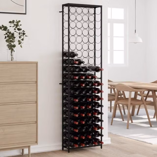 Berkfield Home Black Wrought Iron Wine Rack for 95 Bottles, W/D/H: 54 x 18 x 200 cm