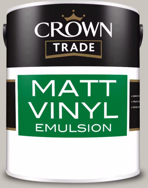 Crown Trade Water Based Vinyl Matt Dispersion Paint in Grey Putty, 5 l
