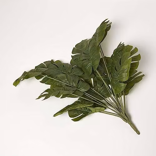 HOMESCAPES Green Artificial Monstera Leaf Single Stem, 68 cm Tall