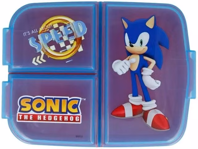 Stor Sonic 3-Compartment Leakproof School Lunch Box in Blue, 16.5 cm