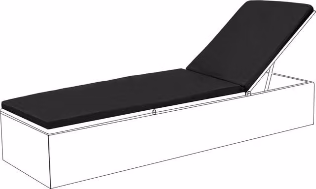 Gardenista Modern Rectangular Outdoor Sun Lounger Cushion in Black with Water Repellent Fabric