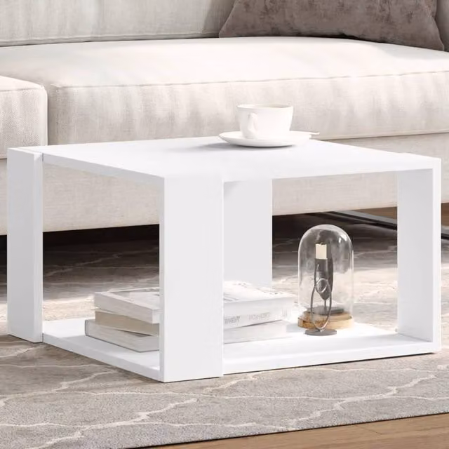 Berkfield Home White Square Coffee Table in Engineered Wood W/D/H: 51.5 x 51.5 x 30 cm – 1