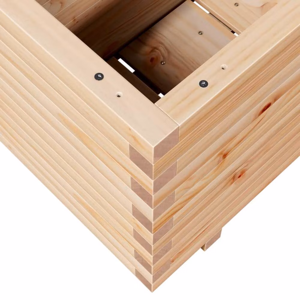 Berkfield Home Decorative Garden Planter in Sand Wood, W/D/H: 70 x 40 x 49.5 cm – 2