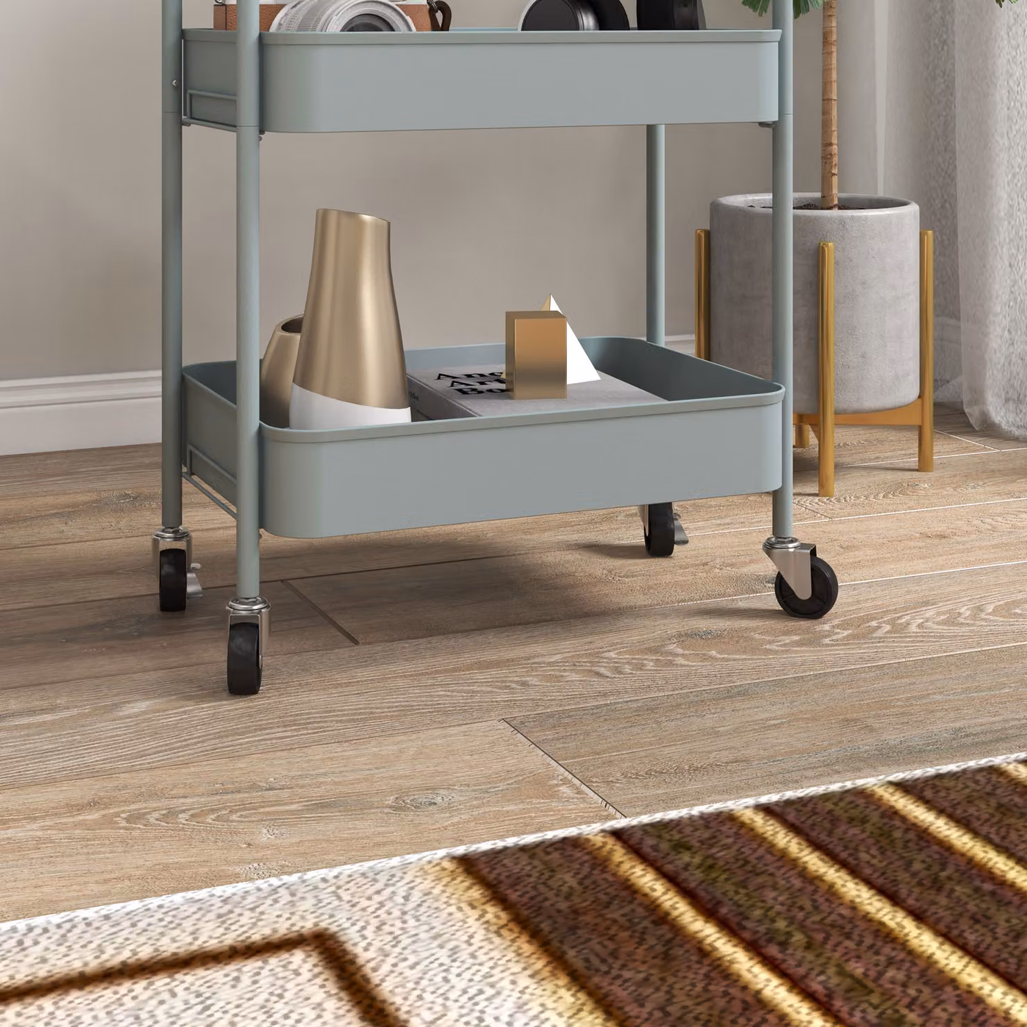 HOMCOM Three-Tier Metal Storage Trolley in Blue – 6