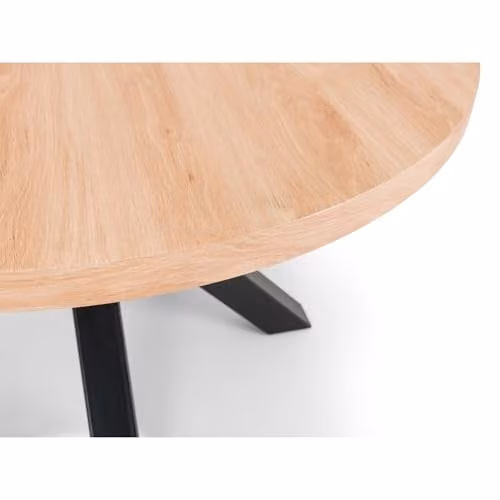 Julian Bowen Berwick Round Oak and Black Dining Table, Diameter: 120 cm, Height: 75 cm – 5