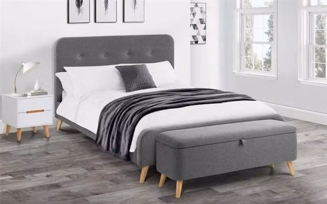 Ashfield Stilted Premium Smoky Grey Fabric Blanket Box in Light Grey