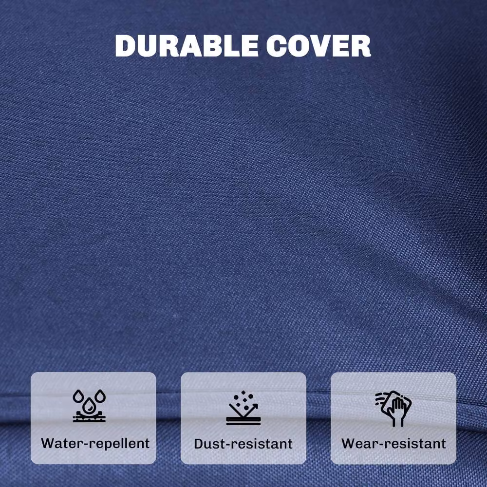 OUTSUNNY Replacement Outdoor Garden Seat Cushion Pad in Dark Blue with Removable Washable Polyester Cover – 5
