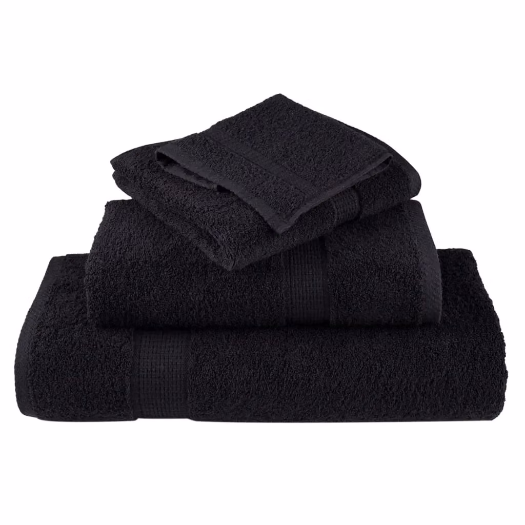 Berkfield Home SOLUND Premium Cotton Terry Bath Towels, 2 Pack, Black, W: 100 cm, L: 150 cm, 600 gsm – 4