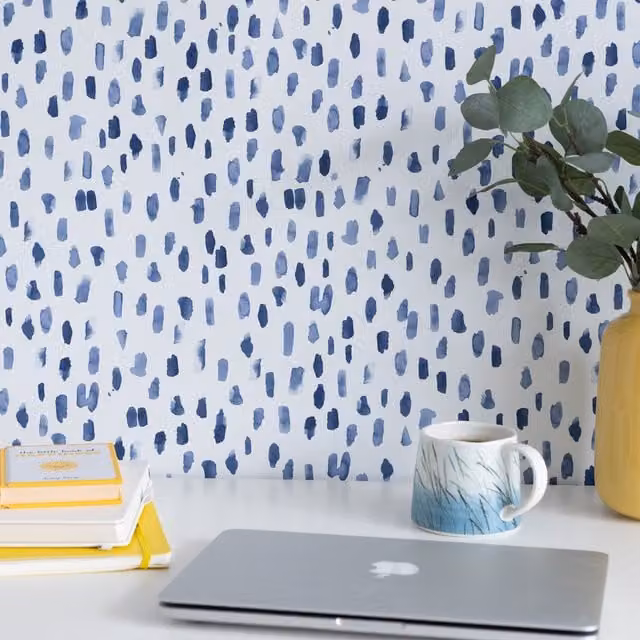 Bindu Blue Nu Self Adhesive Wallpaper in Blue