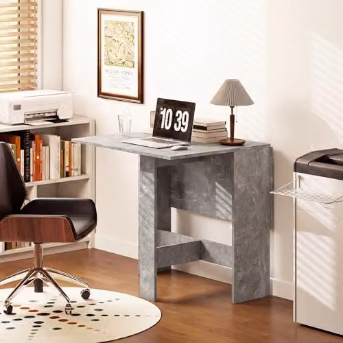 HOMCOM Grey Wooden Folding Drop Leaf Dining Table for 4-6 People, W/D/H: 76 x 76 x 73.5 cm – 4