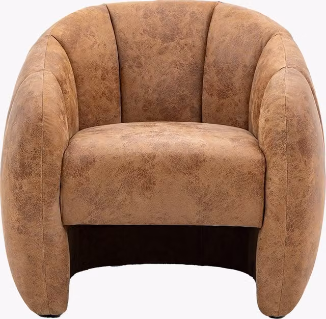 Perch & Parrow Modern Brown Leather Tub Chair with Armrests