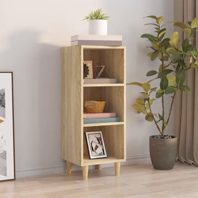 Berkfield Home Sonoma Oak Sideboard in Brown, W/D/H: 34.5 x 32.5 x 90 cm
