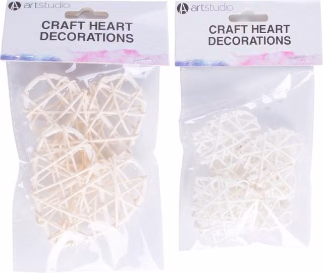 Art Studio White Wooden Craft Heart Decorations Pack