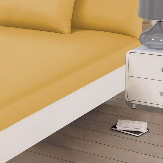 Brentfords Plain Microfibre Fitted Bed Sheet, Yellow, 90 x 200 cm