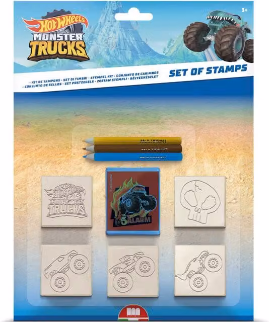 Mattel Hot Wheels 5 Stamps Kids Craft and Stationery Set in Blue and Multicolour