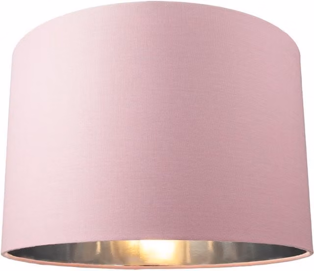 Happy Homewares Contemporary Round Cotton Lamp Shade in Pink with Shiny Paper Inner, Diameter: 30.48 cm