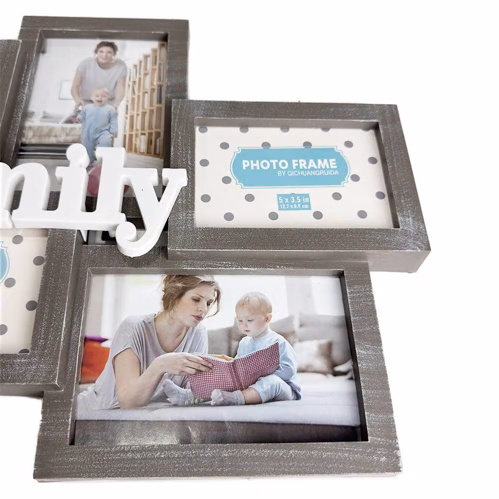 Voltico Black Wood-Effect Multi Photo Frame in Dark Grey, W: 46 cm x H: 32 cm – 2
