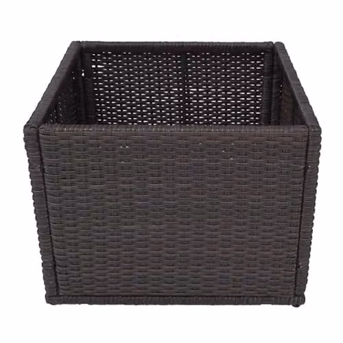 Canadian Spa Co. Large Brown Rattan Plant Basket for Square Spas and Hot Tubs, Weatherproof Wicker Weave Surround Furniture Collection