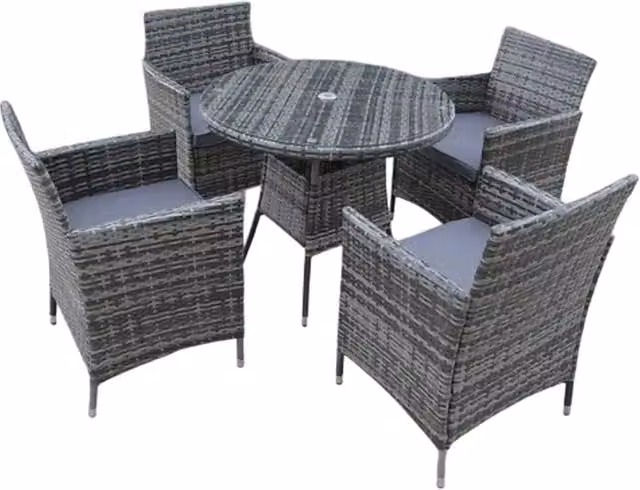 UK Leisure World Madrid 4 Seater Modern Rattan Garden Set in Grey