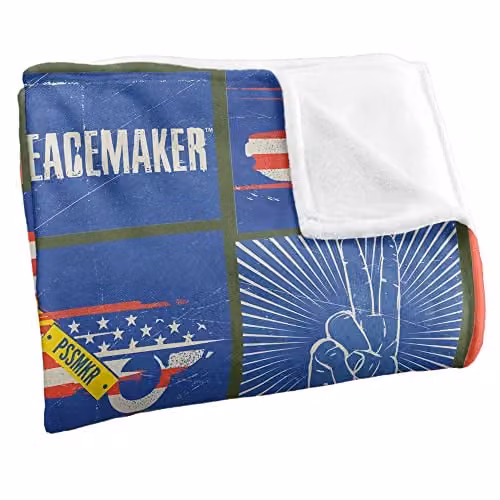 LOGOVISION Peacemaker Super Soft Fleece Throw Blanket, Multicolour and White, W/D/H: 152 x 127 cm – 2
