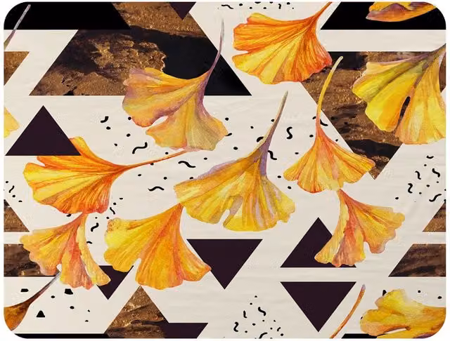 Benjamin Tate Design Orange Flowers and Triangles Fleece Blanket, W/D/H: 120 x 150 cm – 2