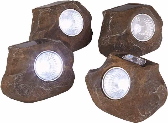 Lighting Collection TerraBeam Solar LED Outdoor Rock Lights in Brown