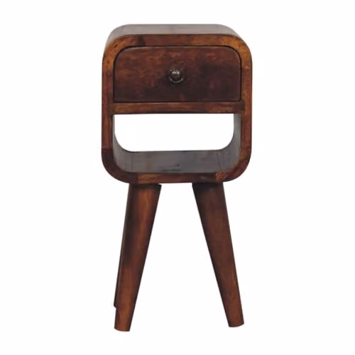 Artisan Furniture Mango Wood Extra Mini Curved Lower Bedside Table in Brown – 2