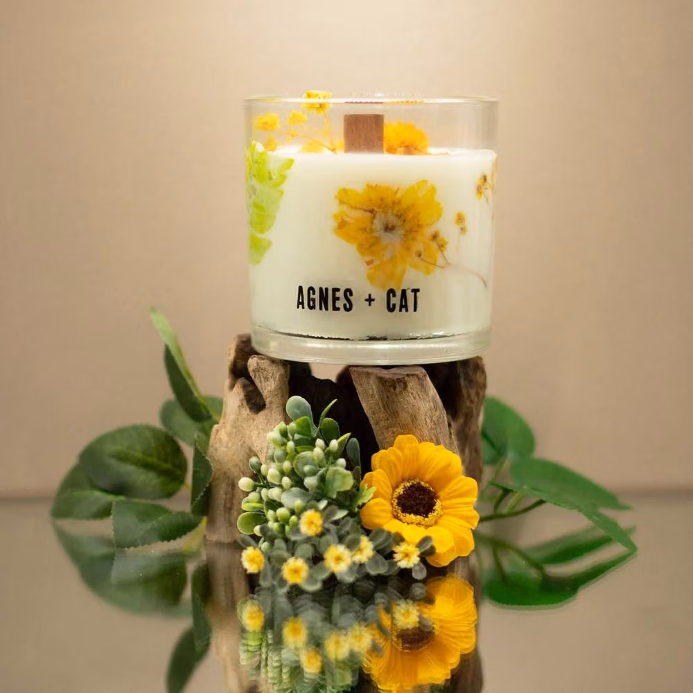 Serenityy Agnes + Cat Botanical Soy Candle Rydal Oudh in White – 2