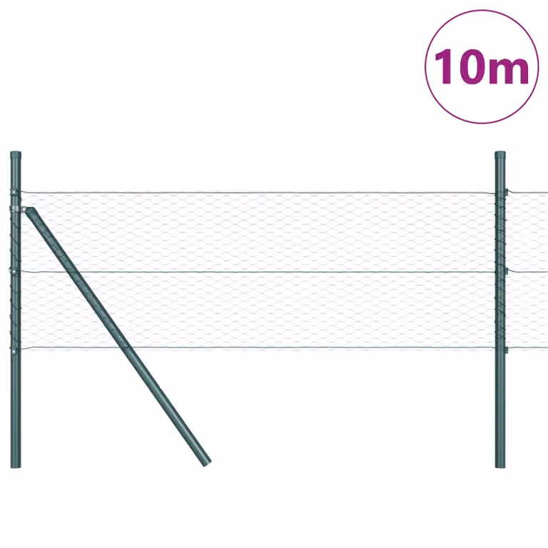 Berkfield Home Green Powder-Coated Steel Hexagon Fence, H: 0.8 m x W: 10 m