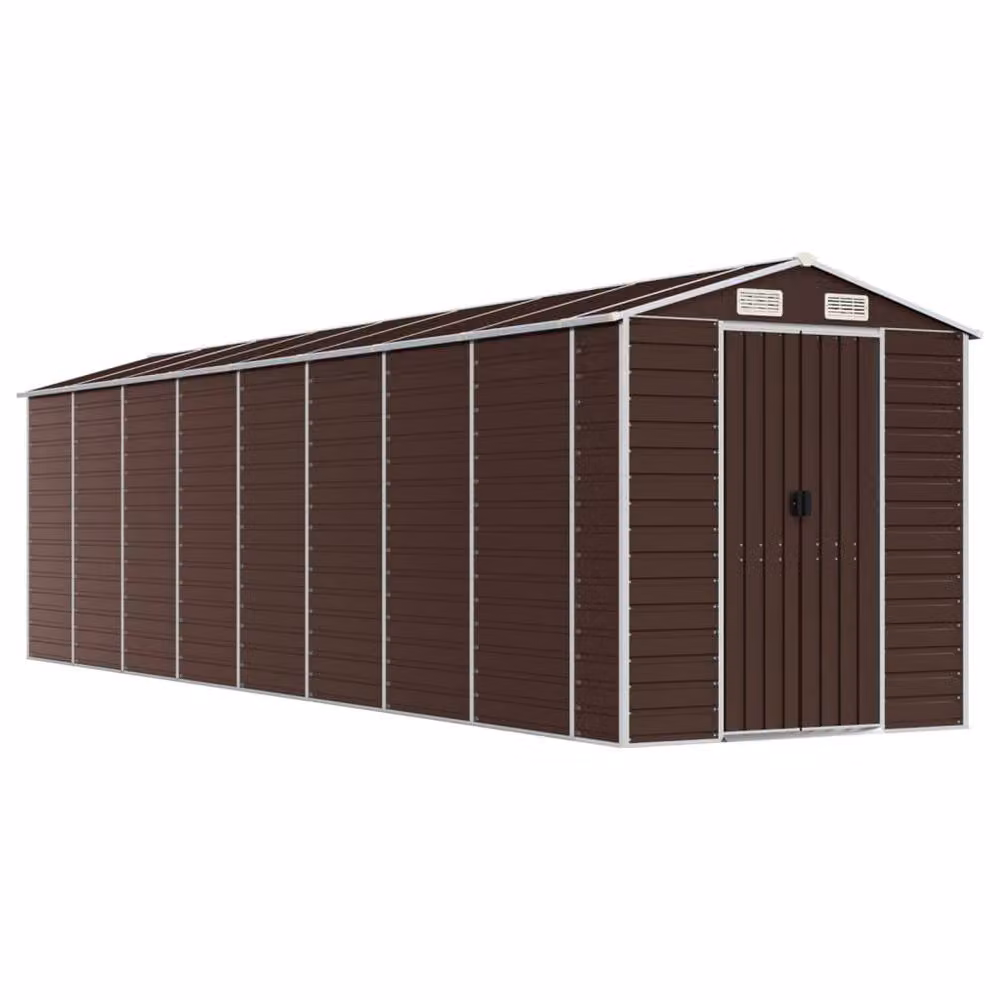 Berkfield Home Brown Galvanised Steel Gable Garden Shed W/D/H: 191 x 725 x 198 cm – 3