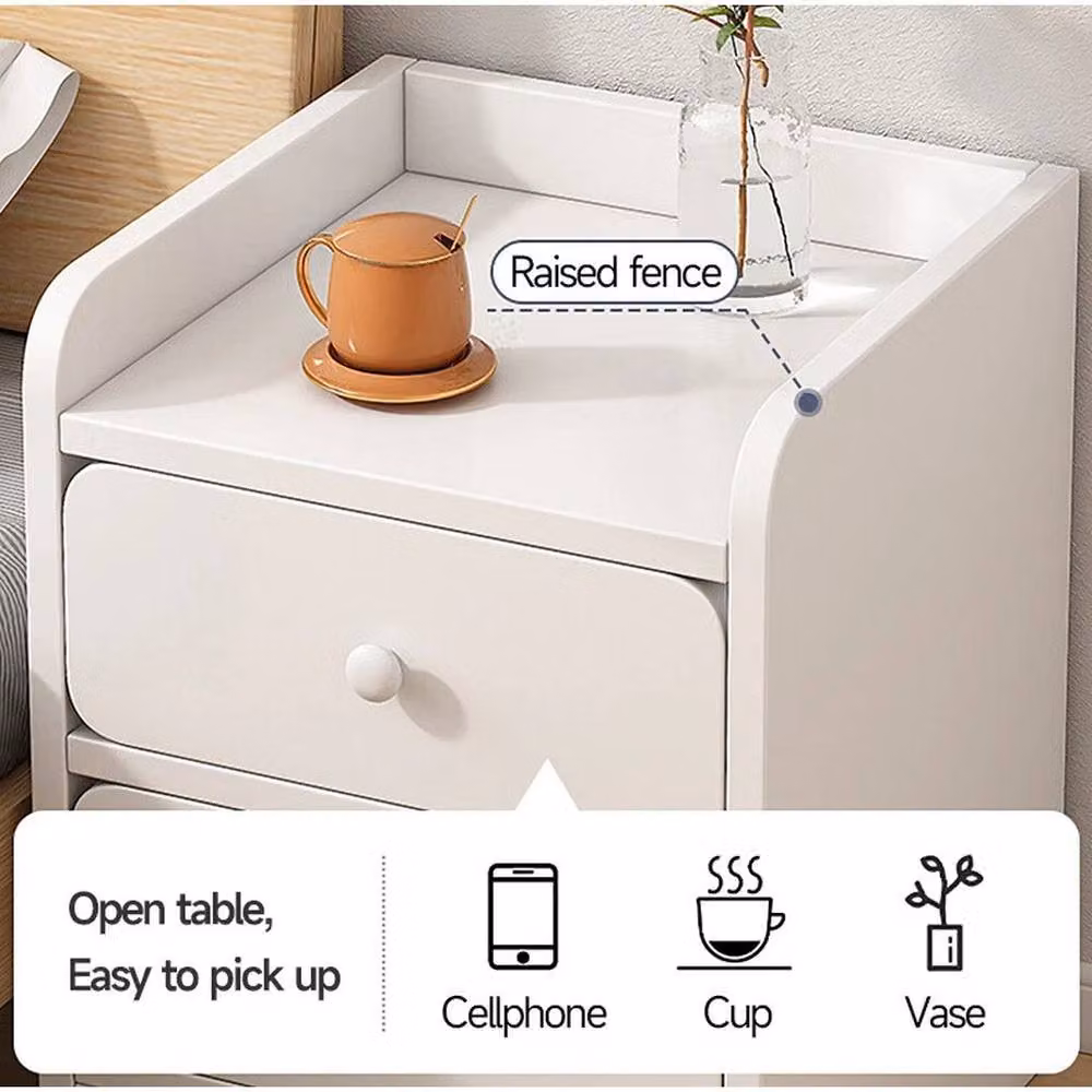 Kelvenix Modern 1 Drawer Bedside Table Storage Cabinet in White – 3
