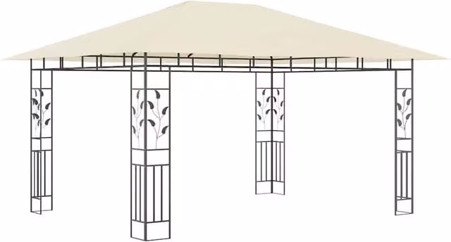 Berkfield Home Gazebo with Mosquito Net in Beige, W/D/H: 400 x 400 x 273 cm