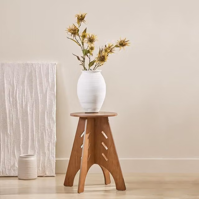 SoBuy Modern Round Wood Coffee Table in Brown