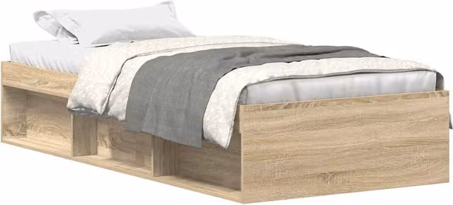 Berkfield Home Sonoma Oak Single Bed Frame in Beige, W/D/H: 90 x 190 cm