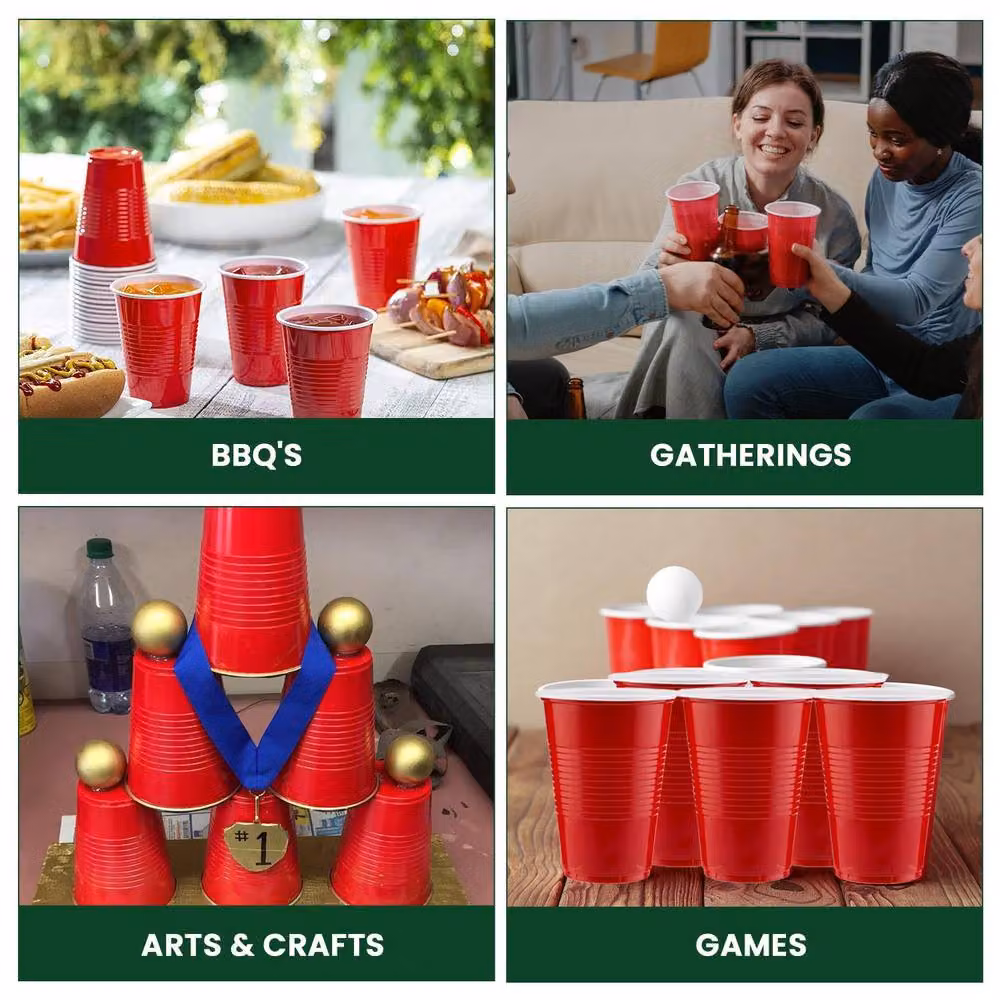 ECONX Red Disposable Plastic Party Cups, 473 ml, Pack of 100 – 4