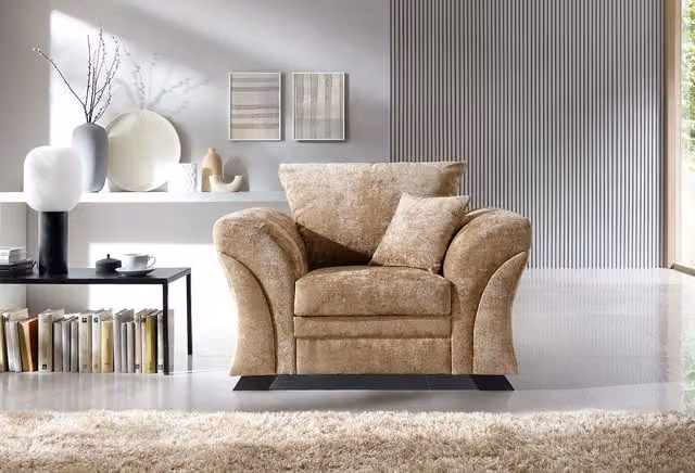 Abakus Direct Farrow Armchair in Brown Crushed Chenille and Microfibre Fabric – 1