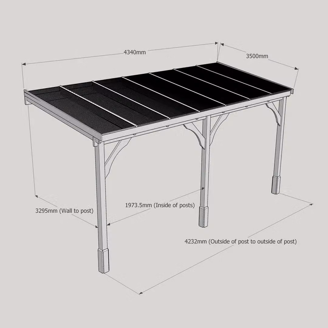 Rutland County Garden Furniture Ltd Polycarbonate Roof Wood Carport, W: 434 cm, D: 350 cm, Light Green – 4