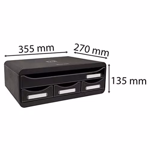 Exacompta 4 Drawer Toolbox Set in Black, W/D/H: 27.0 x 35.5 x 13.5 cm, Suitable for A4 Documents – 3