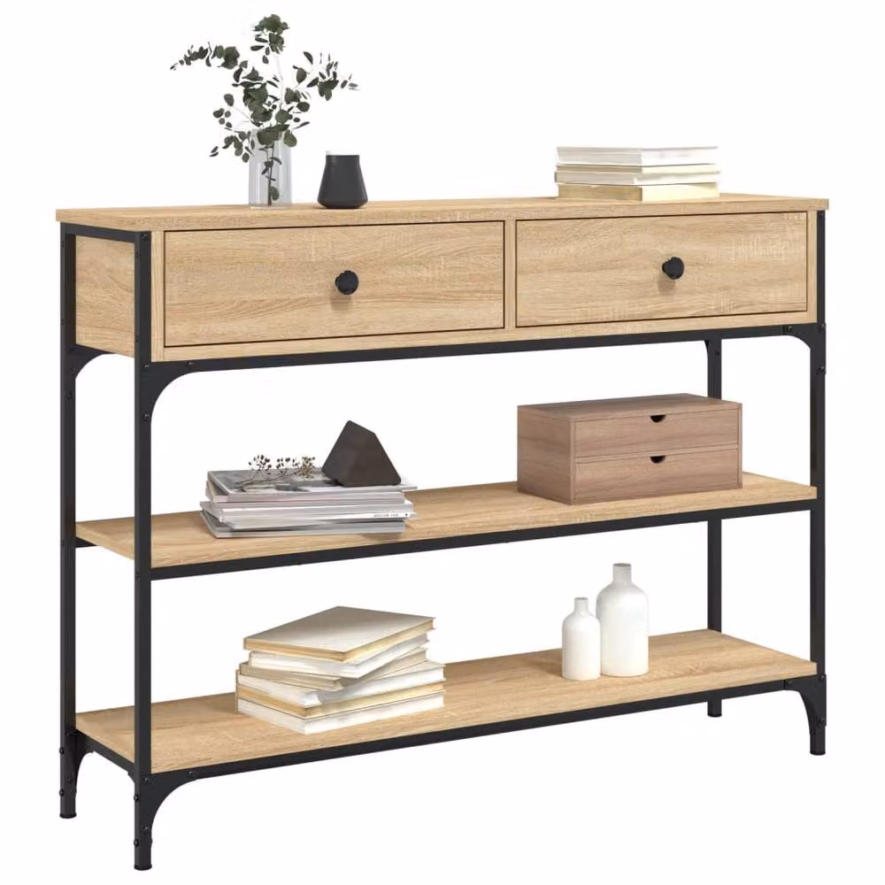 Berkfield Home Sonoma Oak Console Table in Light Oak, W/D/H: 100 x 25 x 75 cm – 3