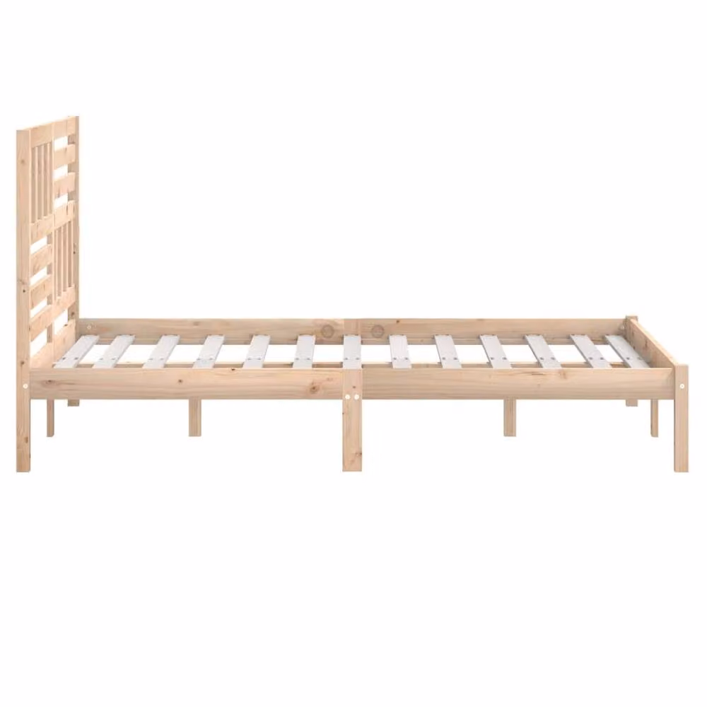 Berkfield Home Small Double Solid Wood Pine Bed Frame in Brown, W/D/H: 120 x 200 cm – 2