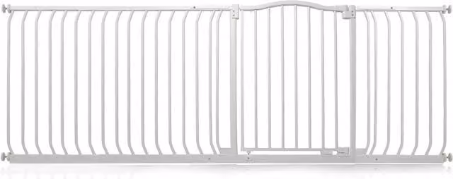 Safetots Extendable Curved Top Safety Gate in Matt White for Doors and Stairs, Width: 207 cm - 216 cm
