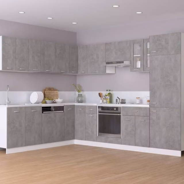 Berkfield Home Set of 2 Hanging Kitchen Cabinets in Concrete Grey, W/D/H: 50 x 31 x 60 cm
