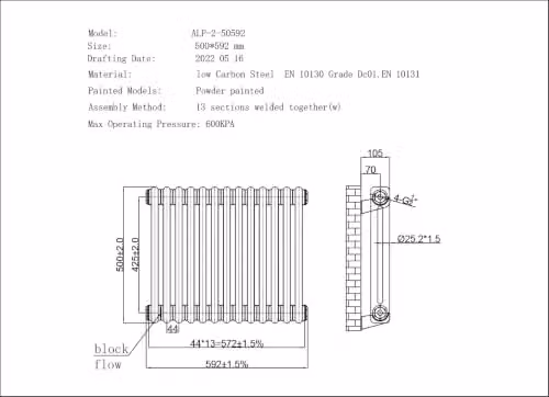 UK Radiators Alpha 2 Column Electric Radiator in Anthracite with WiFi App Control, W: 59.2 cm, H: 50.0 cm – 3
