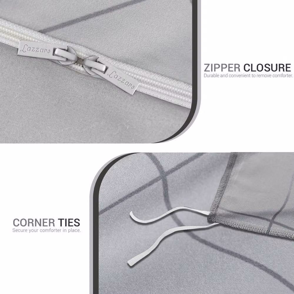 Pamposh Reversible Grey Duvet Cover and Pillowcase Set, King Size, W: 220 cm, D: 230 cm – 9