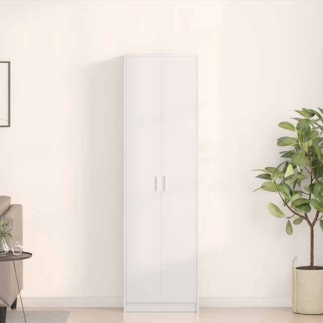 Berkfield Home Modern White Wardrobe with Hinged Doors, W/D/H: 55 x 25 x 189 cm