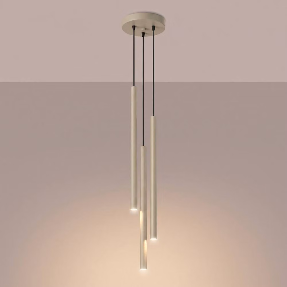 Sollux Lighting Modern Minimalist Pendant Lamp in Beige, 3-Light Cylinder Design, W/D/H: 115 x 19.5 x 19.5 cm – 2