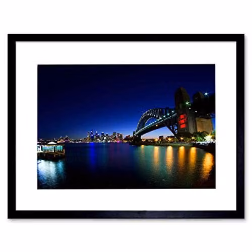 Wee Blue Coo Sydney Harbour Bridge Framed Wall Art Print, Multicolour Rectangular Paper Poster – 1